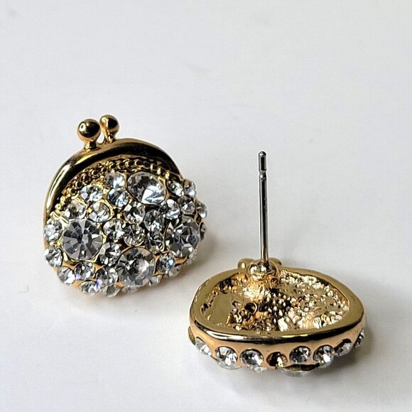 Tiny Crystal Earrings Crystal Handbag Shaped Earrings - Picture 3 of 9